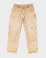 Vintage 90's Carhartt Faded Beige Double Knee Carpenter Trousers - W32 L30