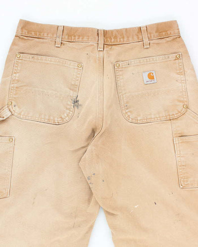 Vintage 90's Carhartt Faded Beige Double Knee Carpenter Trousers - W32 L30