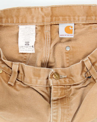 Vintage 90's Carhartt Faded Beige Double Knee Carpenter Trousers - W32 L30