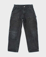 Vintage 2000's Carhartt Faded Black Double Knee Carpenter Trousers - W30 L28