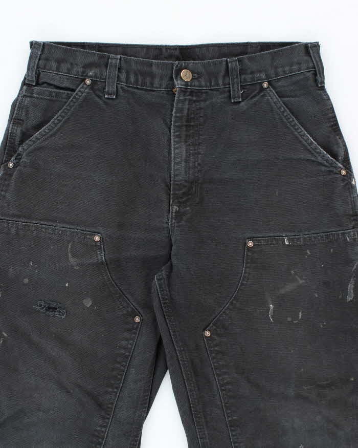 Vintage 2000's Carhartt Faded Black Double Knee Carpenter Trousers - W30 L28