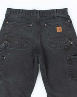 Vintage 2000's Carhartt Faded Black Double Knee Carpenter Trousers - W30 L28