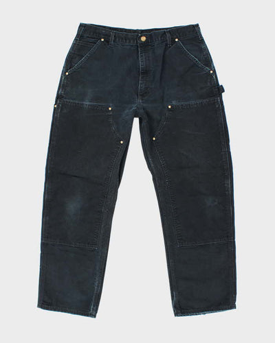 Vintage Carhartt Faded Black Double Knee Carpenter Trousers - W34 L28