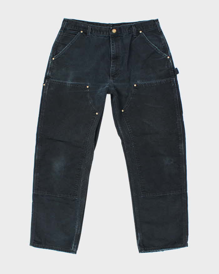 Vintage Carhartt Faded Black Double Knee Carpenter Trousers - W34 L28