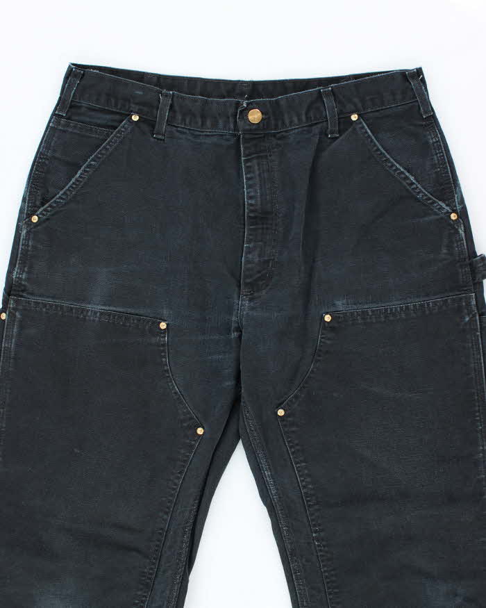 Vintage Carhartt Faded Black Double Knee Carpenter Trousers - W34 L28