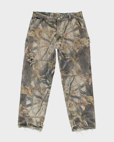 Vintage 2000's Carhartt Faded Camouflage Distressed Carpenter Trousers - W36 L31