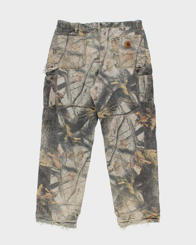 Vintage 2000's Carhartt Faded Camouflage Distressed Carpenter Trousers - W36 L31