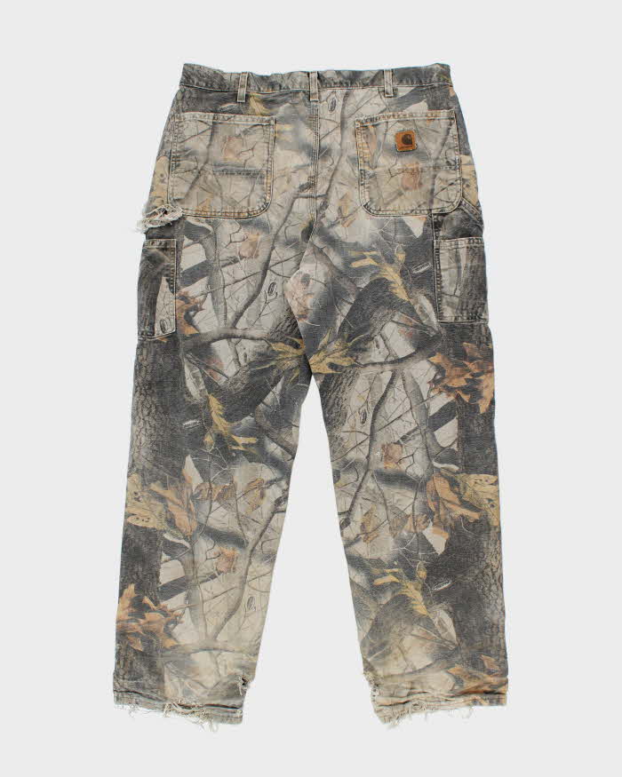 Vintage 2000's Carhartt Faded Camouflage Distressed Carpenter Trousers - W36 L31