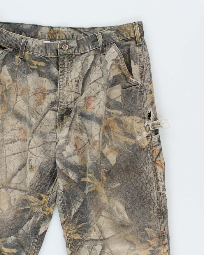 Vintage 2000's Carhartt Faded Camouflage Distressed Carpenter Trousers - W36 L31