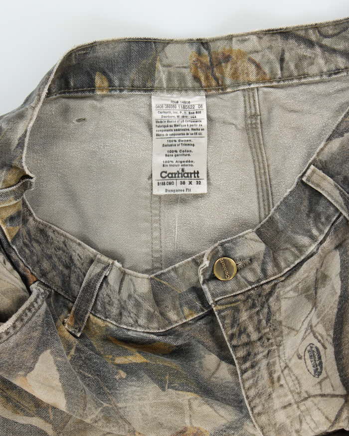 Vintage 2000's Carhartt Faded Camouflage Distressed Carpenter Trousers - W36 L31