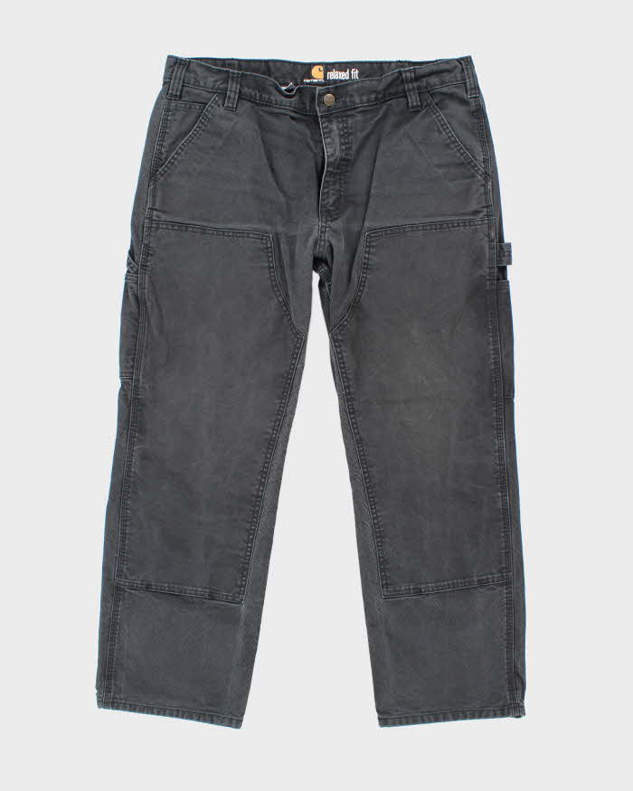 Vintage Carhartt Heavyweight Double Knee Faded Black Carpenter Trousers - W34 L26