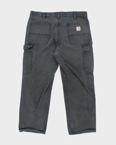 Vintage Carhartt Heavyweight Double Knee Faded Black Carpenter Trousers - W34 L26