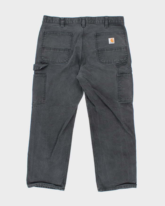 Vintage Carhartt Heavyweight Double Knee Faded Black Carpenter Trousers - W34 L26