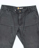 Vintage Carhartt Heavyweight Double Knee Faded Black Carpenter Trousers - W34 L26