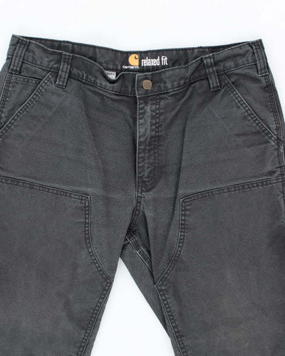 Vintage Carhartt Heavyweight Double Knee Faded Black Carpenter Trousers - W34 L26