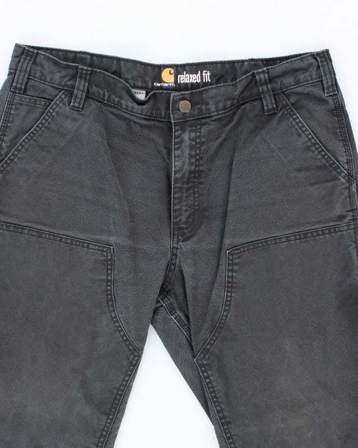 Vintage Carhartt Heavyweight Double Knee Faded Black Carpenter Trousers - W34 L26
