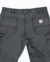 Vintage Carhartt Heavyweight Double Knee Faded Black Carpenter Trousers - W34 L26