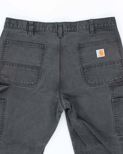 Vintage Carhartt Heavyweight Double Knee Faded Black Carpenter Trousers - W34 L26