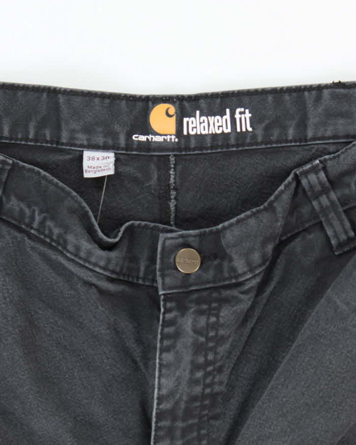 Vintage Carhartt Heavyweight Double Knee Faded Black Carpenter Trousers - W34 L26