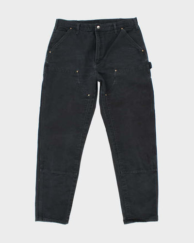 Vintage Carhartt Heavyweight Double Knee Black Carpenter Trousers - W34 L30