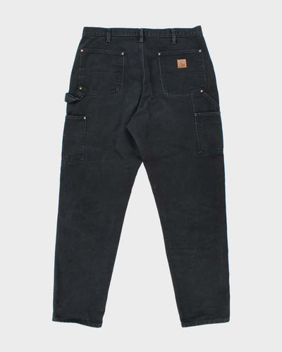 Vintage Carhartt Heavyweight Double Knee Black Carpenter Trousers - W34 L30