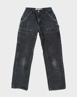 Vintage Carhartt Heavyweight Double Knee Black Carpenter Trousers - W26 L30