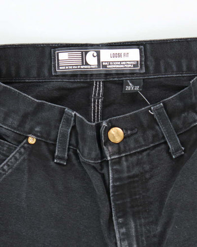 Vintage Carhartt Heavyweight Double Knee Black Carpenter Trousers - W26 L30