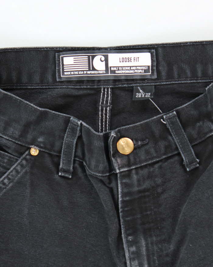 Vintage Carhartt Heavyweight Double Knee Black Carpenter Trousers - W26 L30