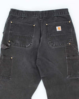 Vintage Carhartt Heavyweight Double Knee Black Carpenter Trousers - W32 L31