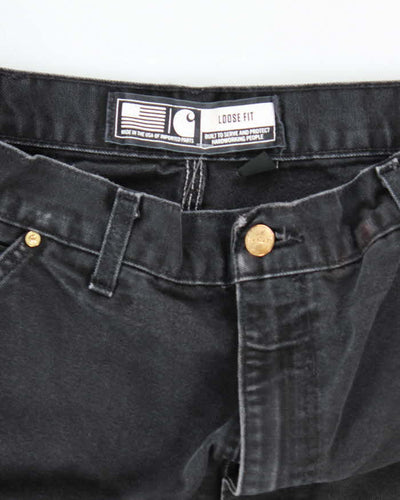 Vintage Carhartt Heavyweight Double Knee Black Carpenter Trousers - W32 L31