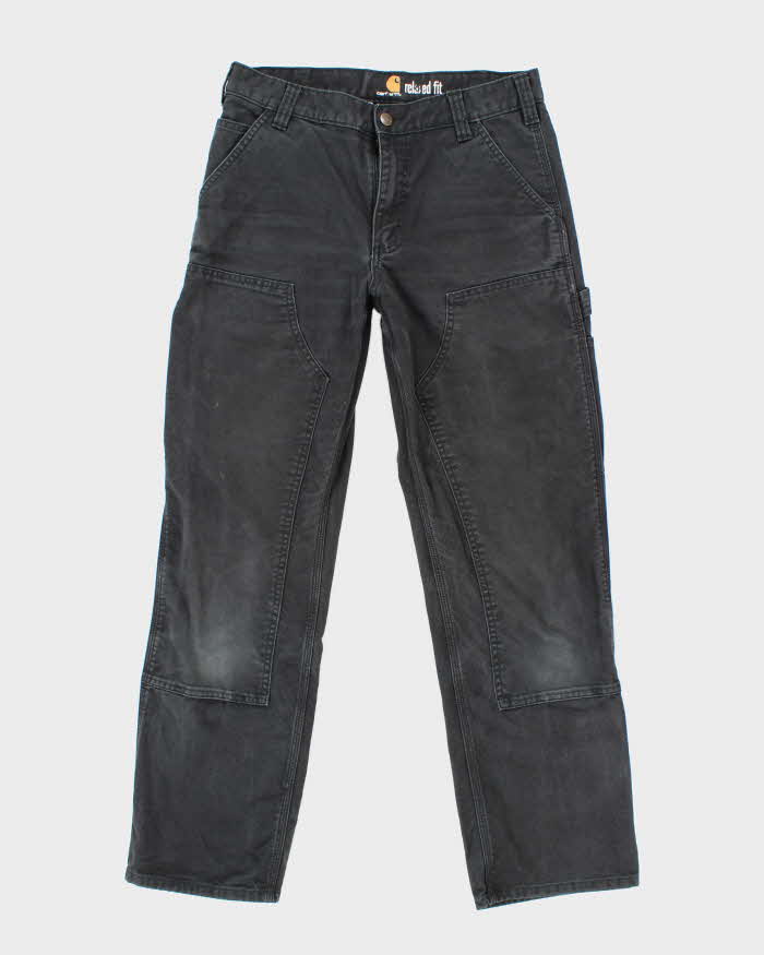 Vintage Carhartt Heavyweight Double Knee Faded Black Carpenter Trousers - W32 L30