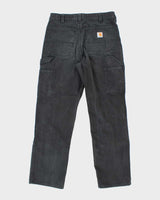 Vintage Carhartt Heavyweight Double Knee Faded Black Carpenter Trousers - W32 L30