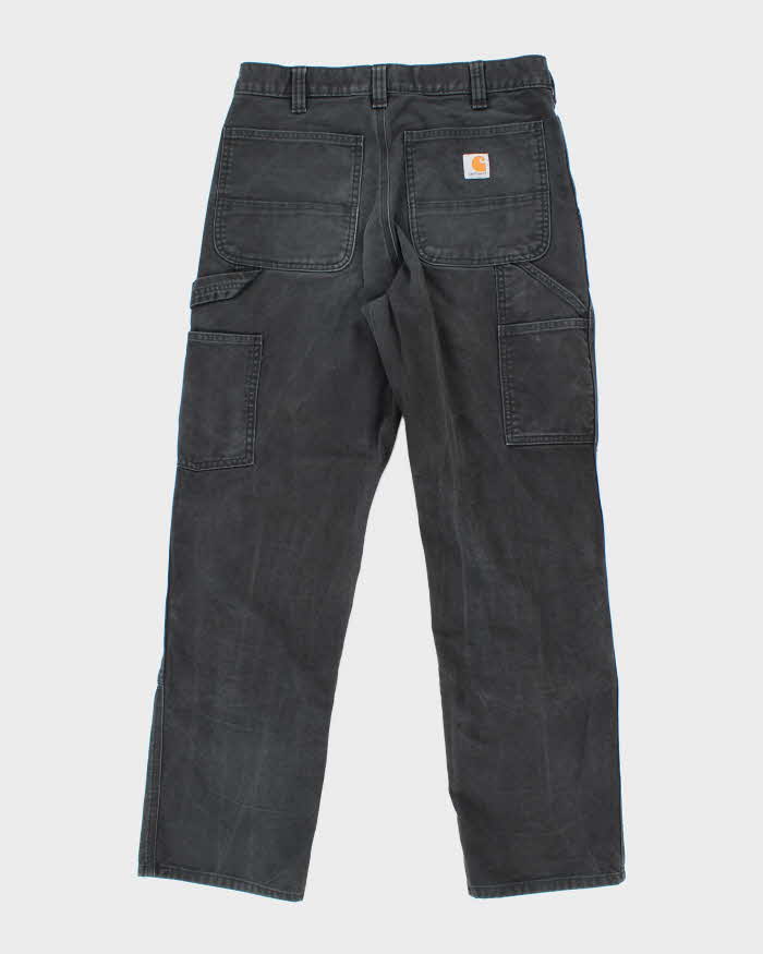 Vintage Carhartt Heavyweight Double Knee Faded Black Carpenter Trousers - W32 L30