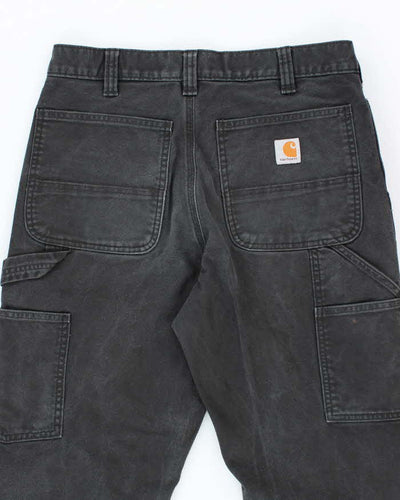 Vintage Carhartt Heavyweight Double Knee Faded Black Carpenter Trousers - W32 L30