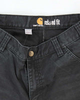 Vintage Carhartt Heavyweight Double Knee Faded Black Carpenter Trousers - W32 L30