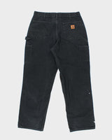 Vintage Carhartt Heavyweight Single Knee Faded Black Carpenter Trousers - W34 L30