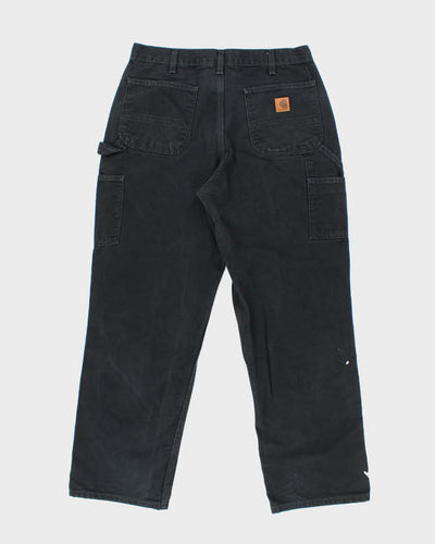 Vintage Carhartt Heavyweight Single Knee Faded Black Carpenter Trousers - W34 L30