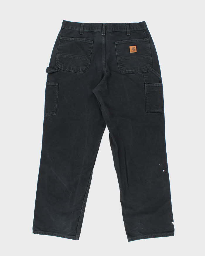 Vintage Carhartt Heavyweight Single Knee Faded Black Carpenter Trousers - W34 L30