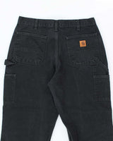 Vintage Carhartt Heavyweight Single Knee Faded Black Carpenter Trousers - W34 L30