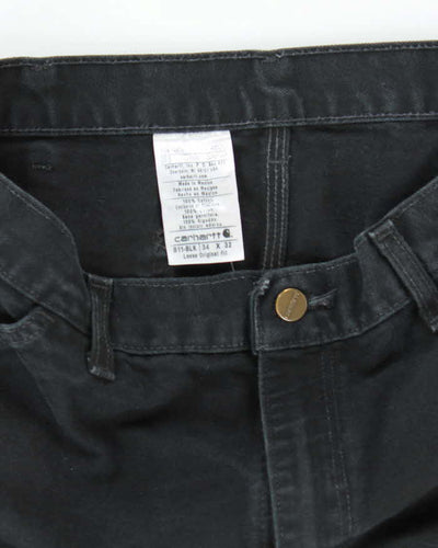 Vintage Carhartt Heavyweight Single Knee Faded Black Carpenter Trousers - W34 L30