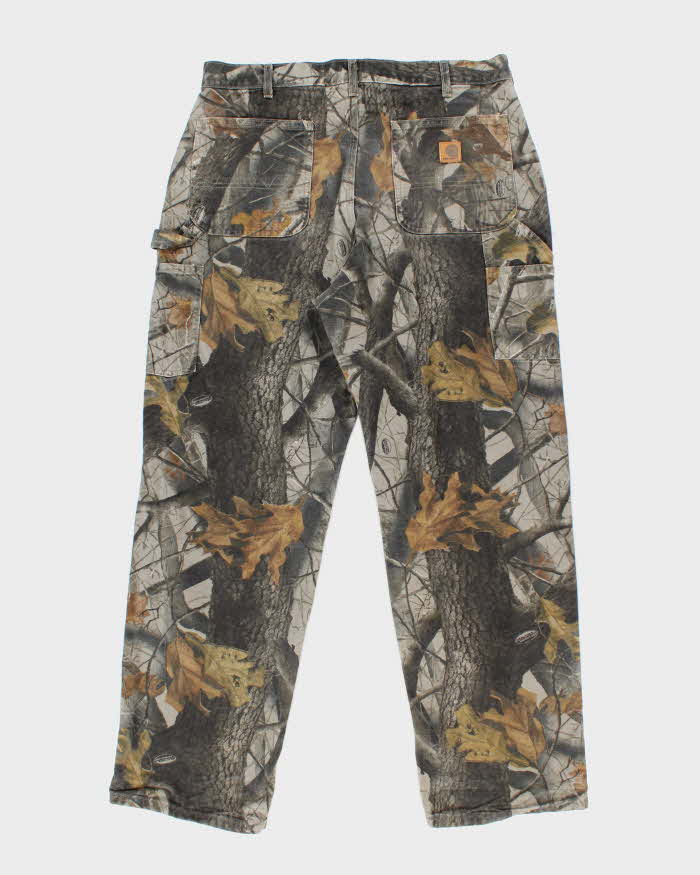 Vintage Carhartt Heavyweight Single Knee Camouflage Carpenter Trousers - W34 L31