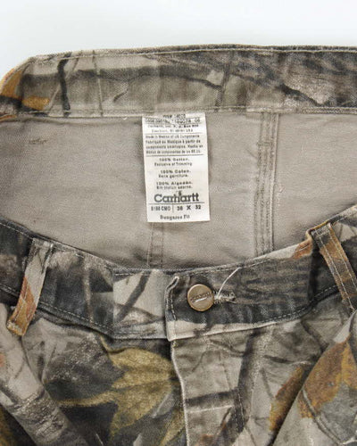 Vintage Carhartt Heavyweight Single Knee Camouflage Carpenter Trousers - W34 L31