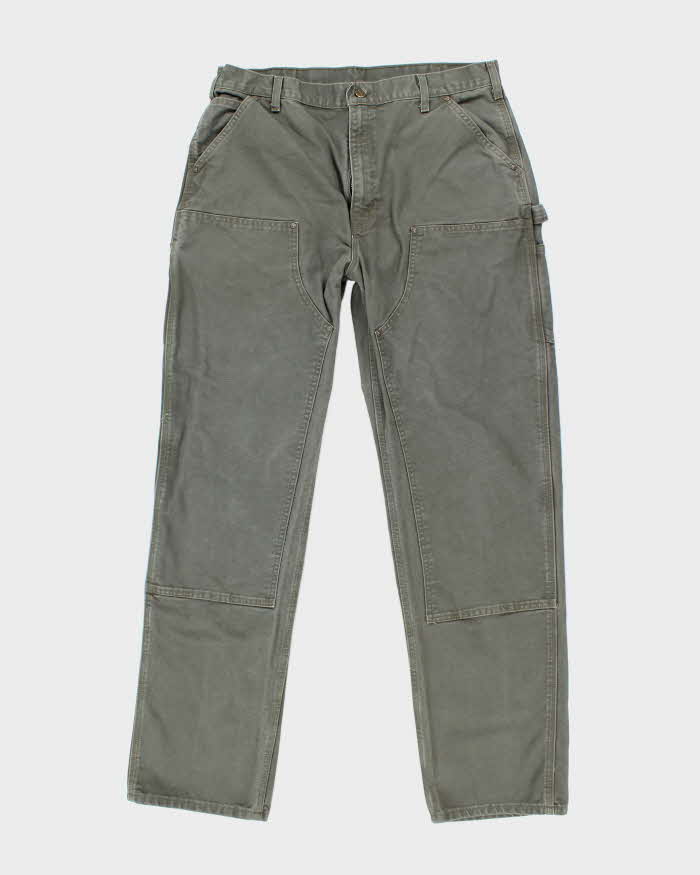 Vintage Carhartt Heavyweight Double Knee Green Carpenter Trousers - W36 L34