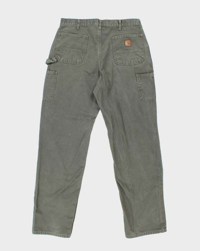 Vintage Carhartt Heavyweight Double Knee Green Carpenter Trousers - W36 L34