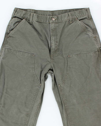 Vintage Carhartt Heavyweight Double Knee Green Carpenter Trousers - W36 L34