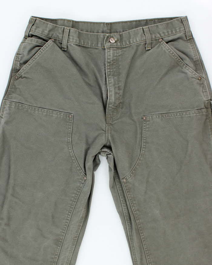 Vintage Carhartt Heavyweight Double Knee Green Carpenter Trousers - W36 L34