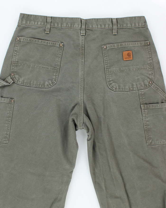 Vintage Carhartt Heavyweight Double Knee Green Carpenter Trousers - W36 L34