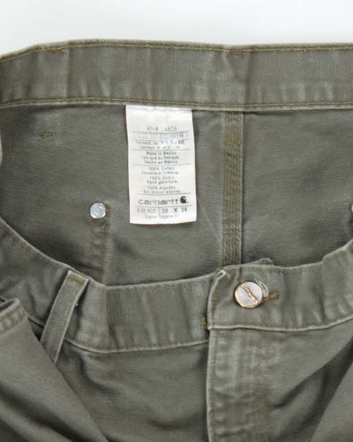 Vintage Carhartt Heavyweight Double Knee Green Carpenter Trousers - W36 L34