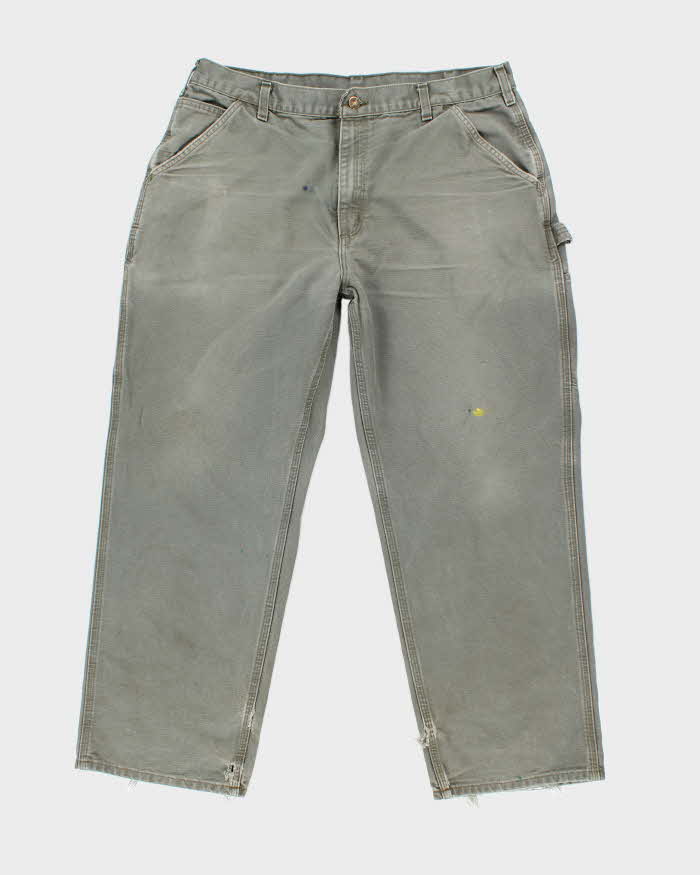 Vintage Carhartt Heavyweight Single Knee Green Carpenter Trousers - W36 L29