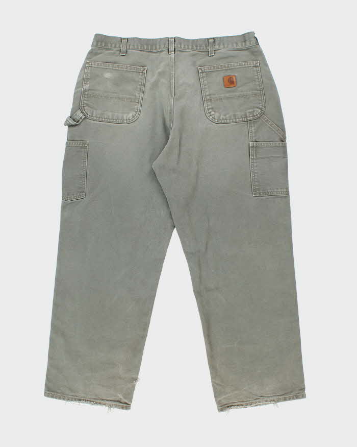 Vintage Carhartt Heavyweight Single Knee Green Carpenter Trousers - W36 L29